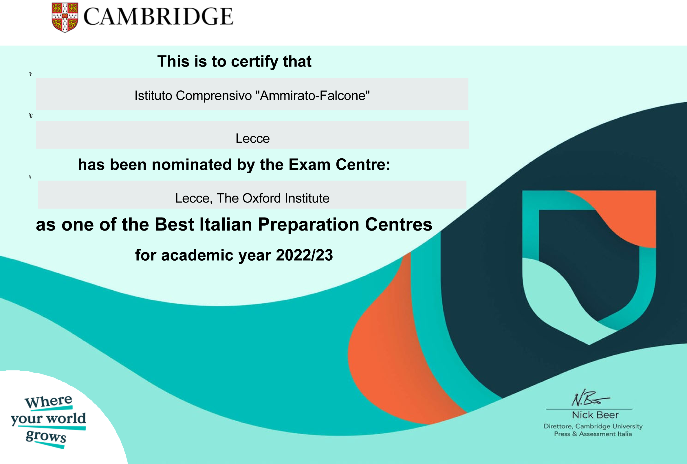 Cambridge Preparation Centre Awards 2